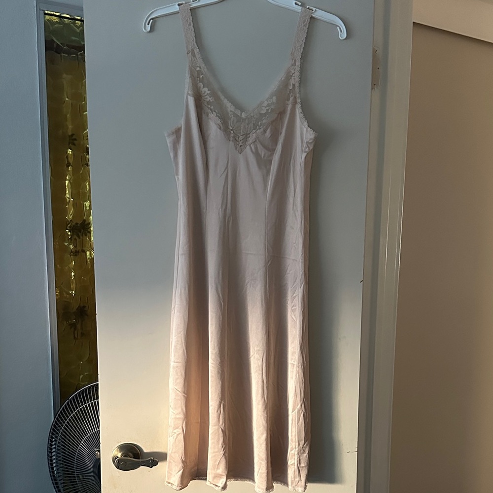 Elegant Cream Lace-Trimmed Slip Dress